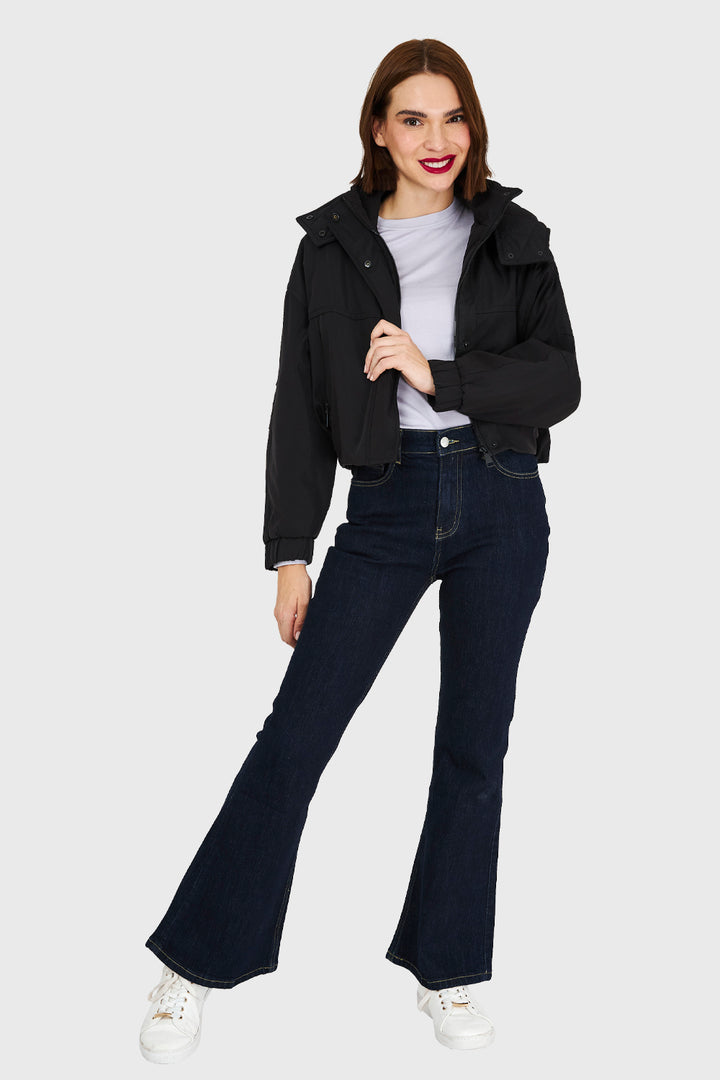 Chaqueta Malcari Peplum de nailon en negro