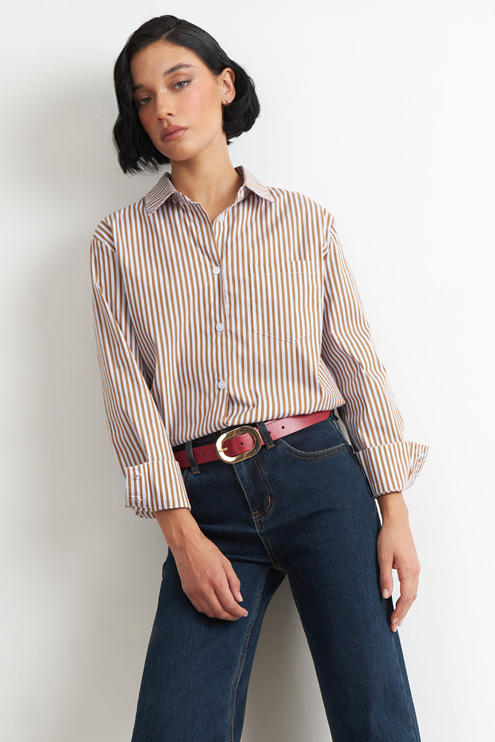 Camisa Rayas Café