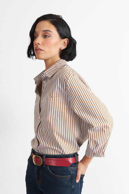 Camisa Rayas Café