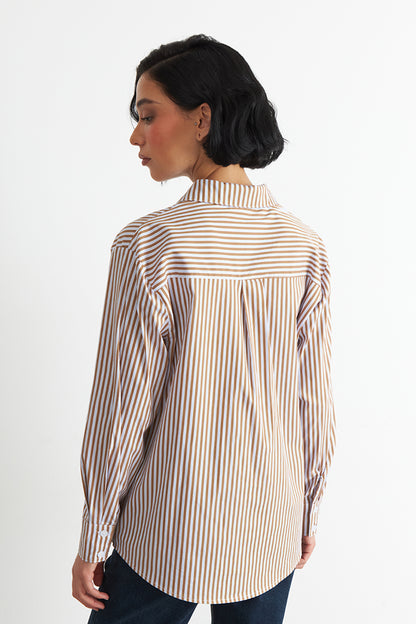 Camisa Rayas Café
