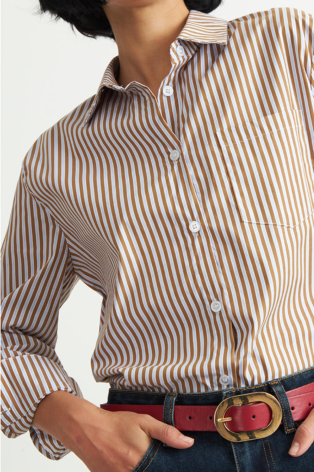 Camisa Rayas Café