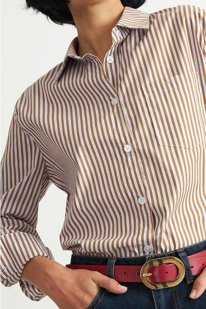 Camisa Rayas Café