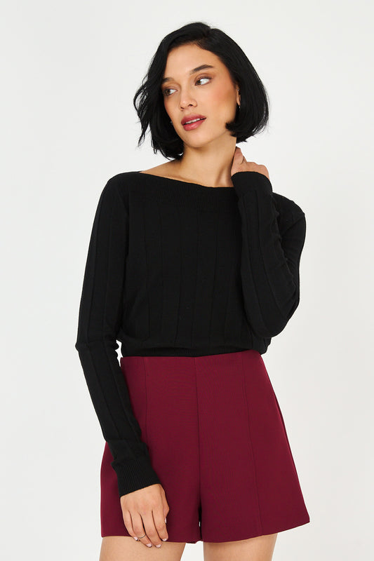 Sweater Cuello Bote Negro