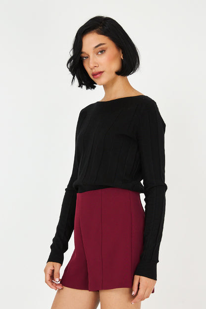 Sweater Cuello Bote Negro