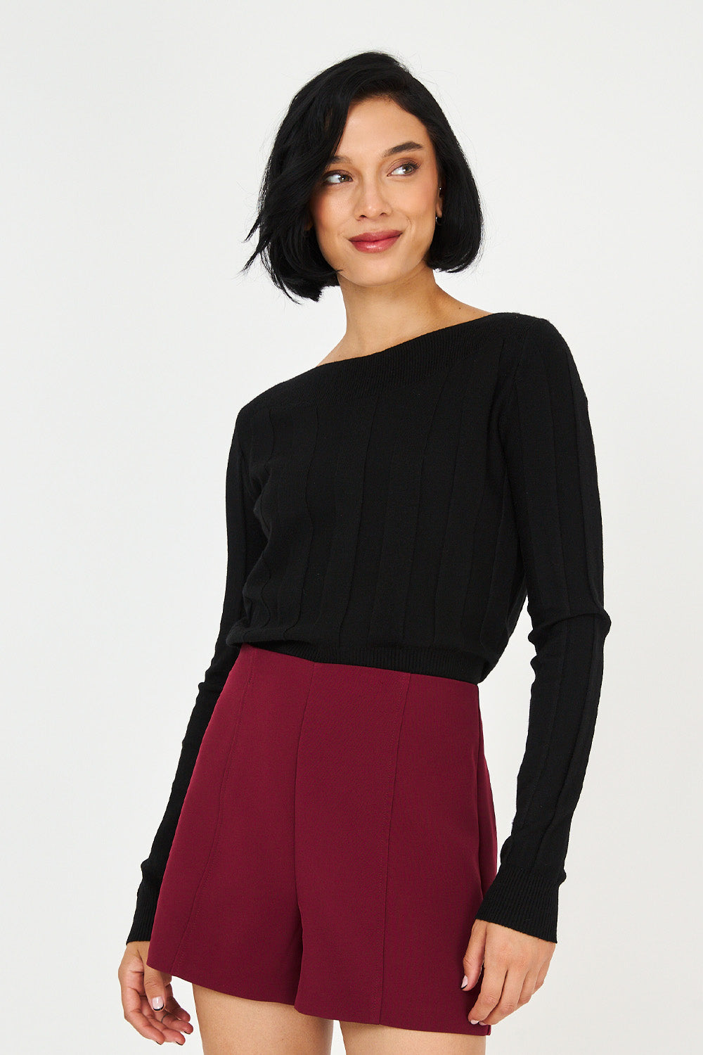 Sweater Cuello Bote Negro