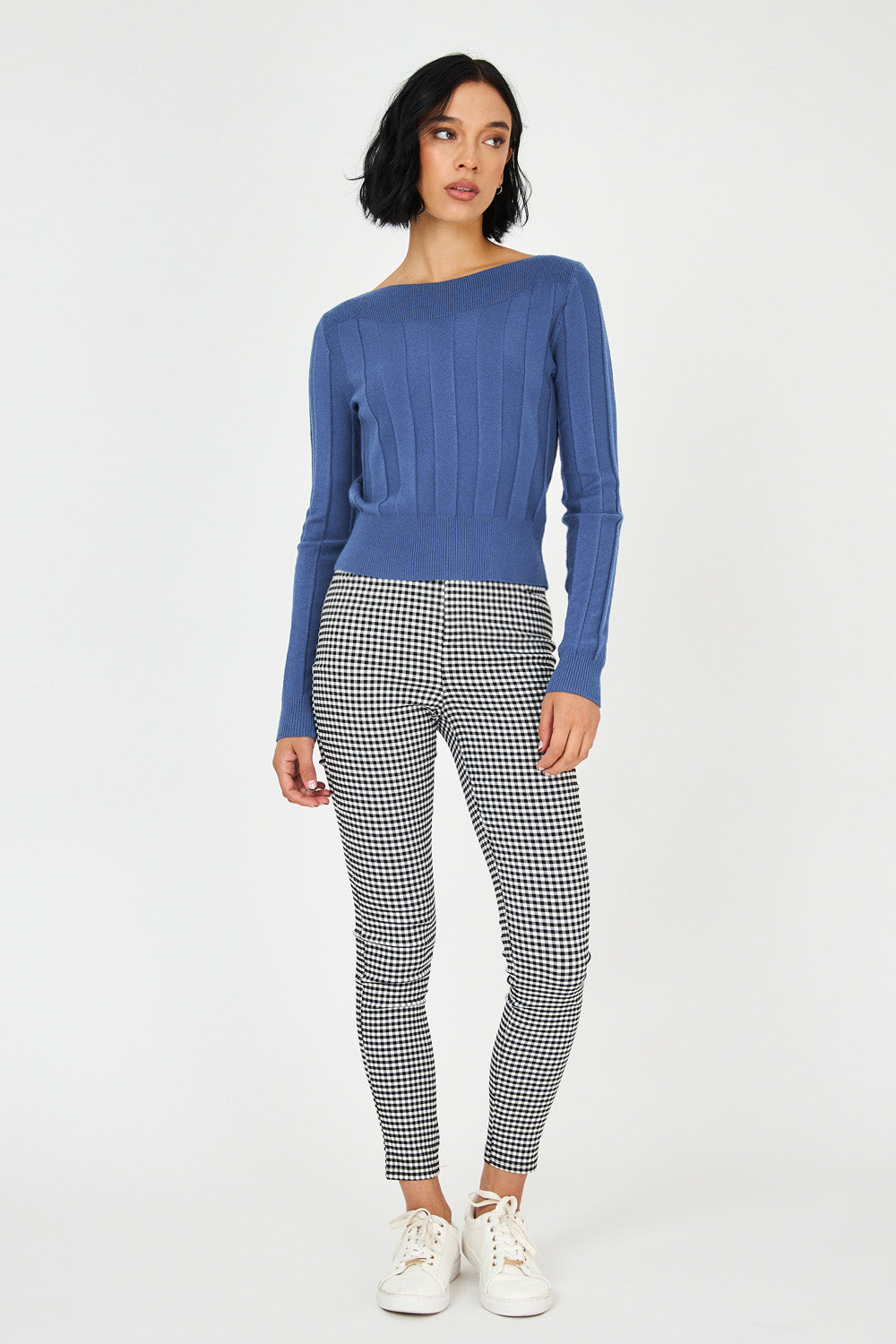 Sweater Cuello Bote Azul Acero