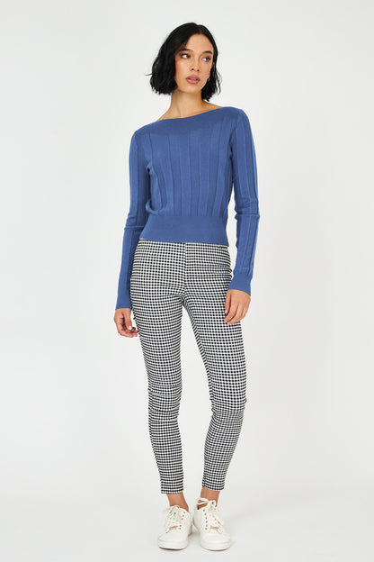 Sweater Cuello Bote Azul Acero