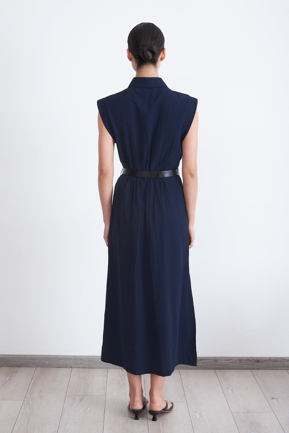 Vestido Camisero Cinturón Azul Marino