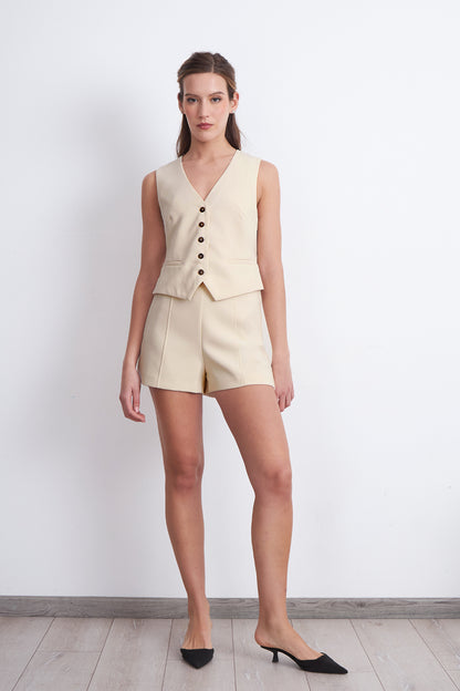 Short Básico Tiro Alto Beige