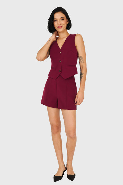 Short Básico Tiro Alto Burdeo