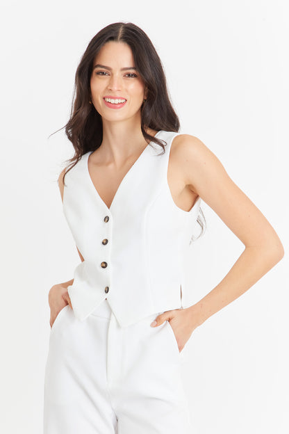 Gilet 4 Botones Blanco