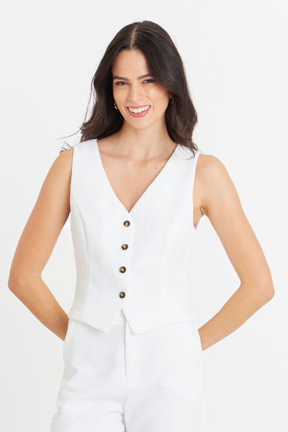 Gilet 4 Botones Blanco