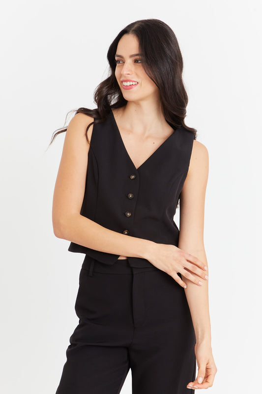 Gilet 4 Botones Negro