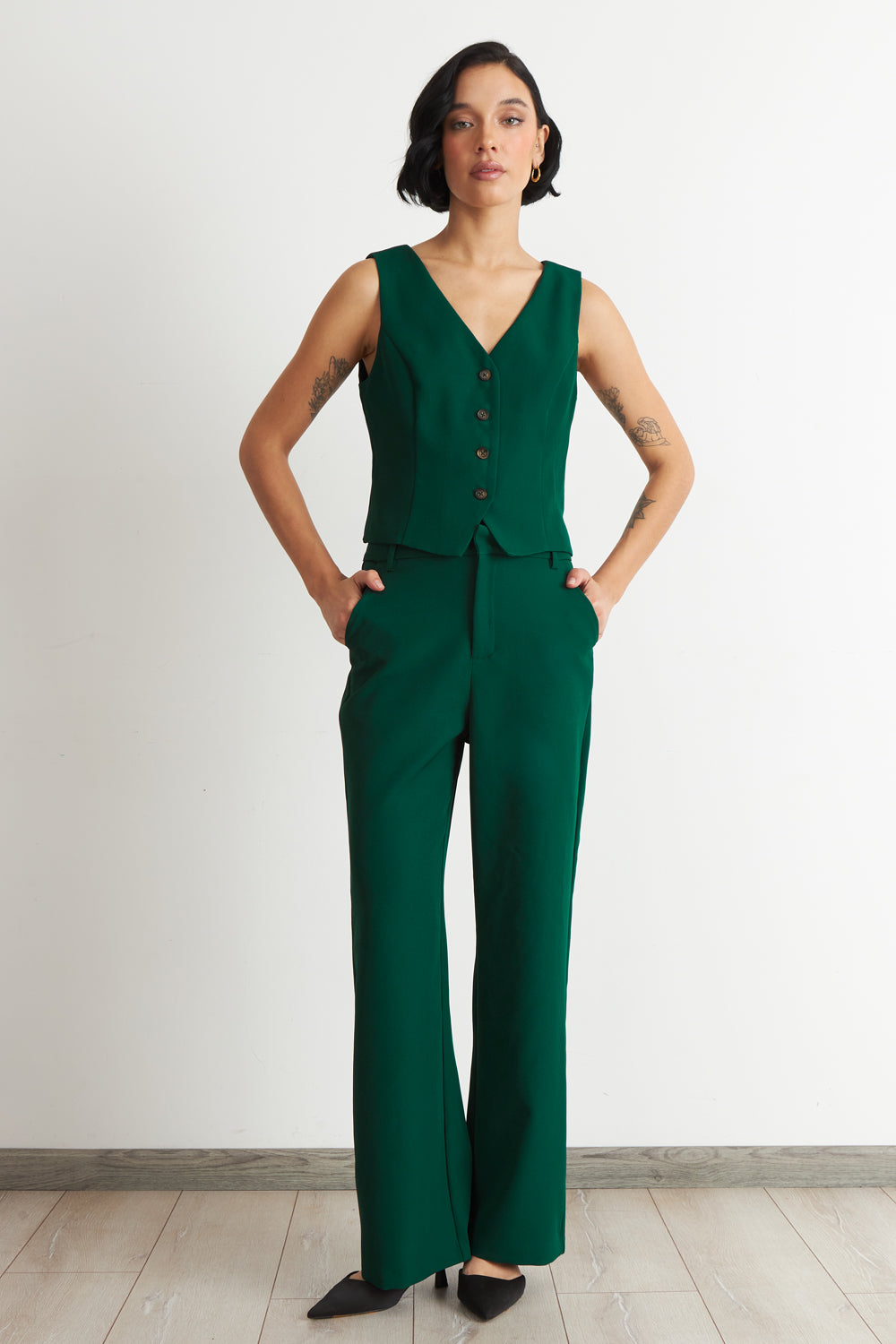 Gilet 4 Botones Verde