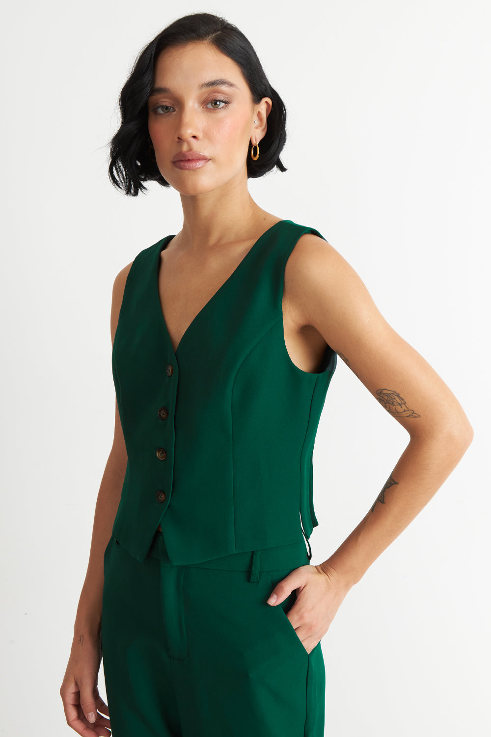 Gilet 4 Botones Verde