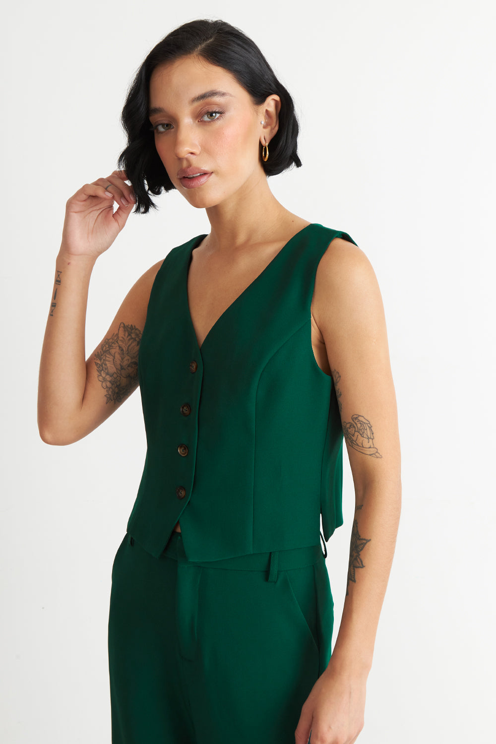 Gilet 4 Botones Verde