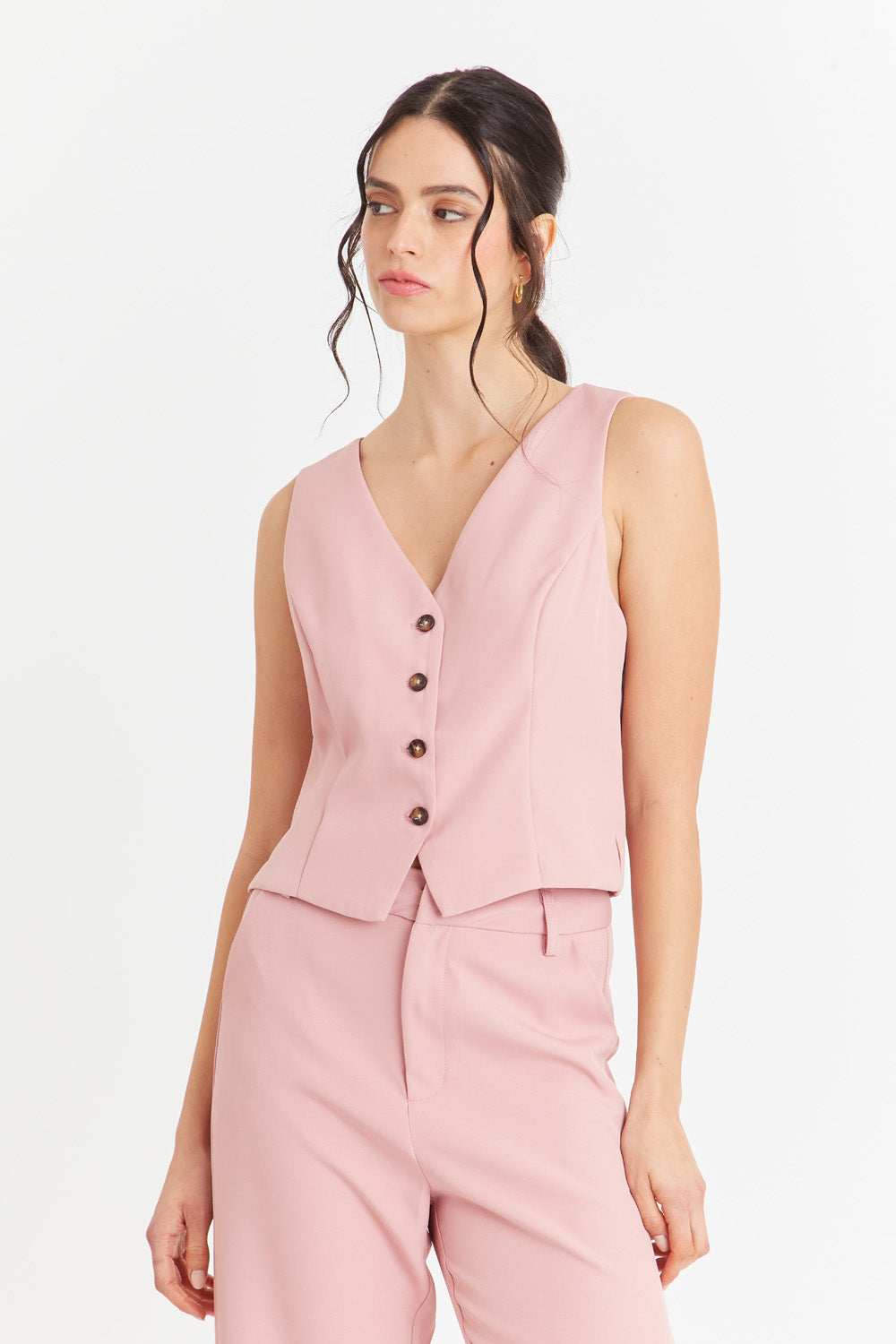 Gilet 4 Botones Rosado