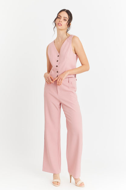 Gilet 4 Botones Rosado