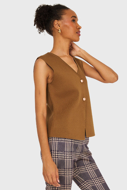 Gilet Básico Hilo Café