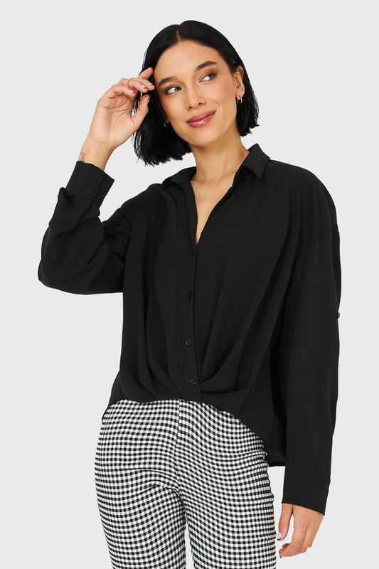 Camisa Manga Ajustable Negro
