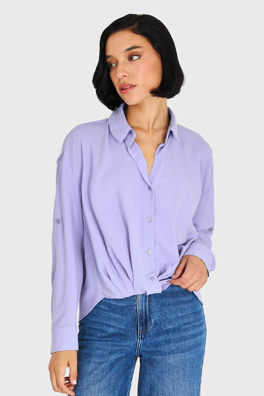 Camisa Manga Ajustable Celeste