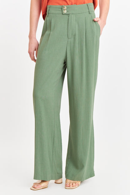 Pantalón Dos Botones Verde Oliva