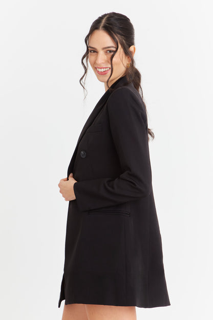 Blazer Cuello Cruzado Negro