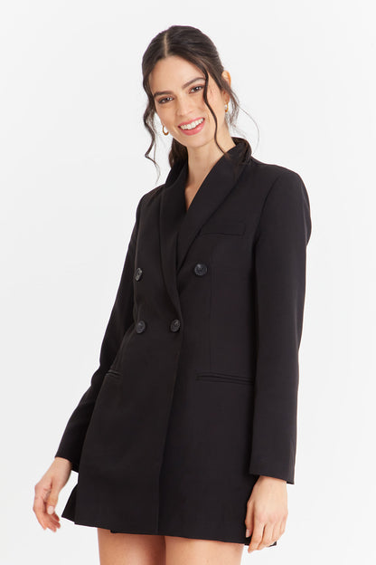 Blazer Cuello Cruzado Negro