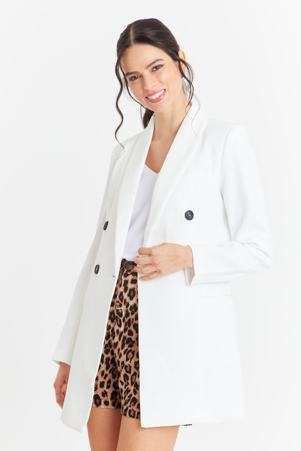 Blazer Cuello Cruzado Blanco Nicopoly