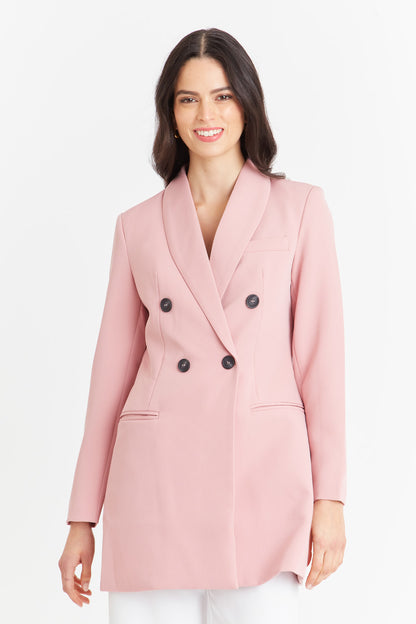 Blazer Largo 4 Botones Rosado Nicopoly
