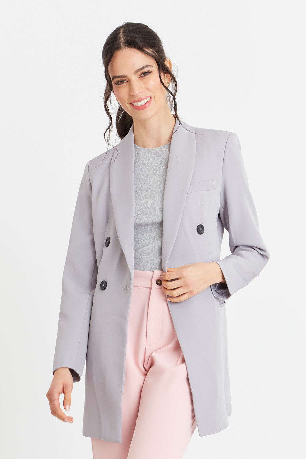 Blazer Cuello Cruzado Gris Nicopoly