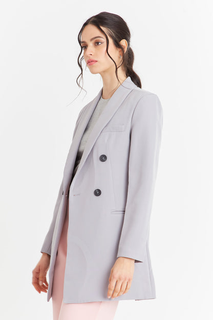 Blazer Cuello Cruzado Gris Nicopoly