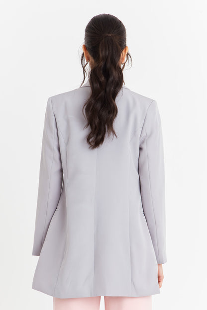 Blazer Cuello Cruzado Gris Nicopoly