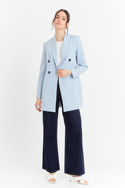 Blazer Cuello Cruzado Celeste Nicopoly