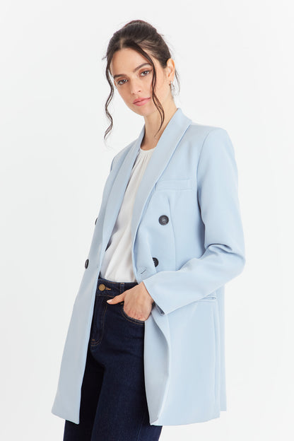 Blazer Cuello Cruzado Celeste Nicopoly