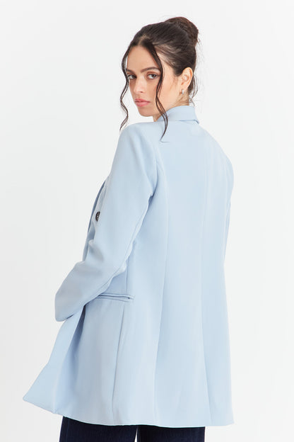 Blazer Cuello Cruzado Celeste Nicopoly