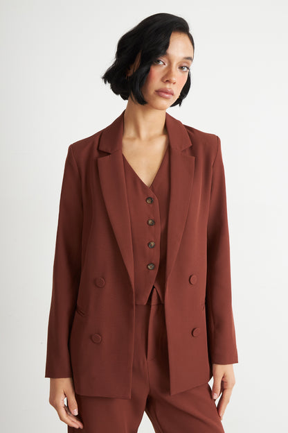 Conjunto Blazer + Gilet + Pantalón Básico Óxido