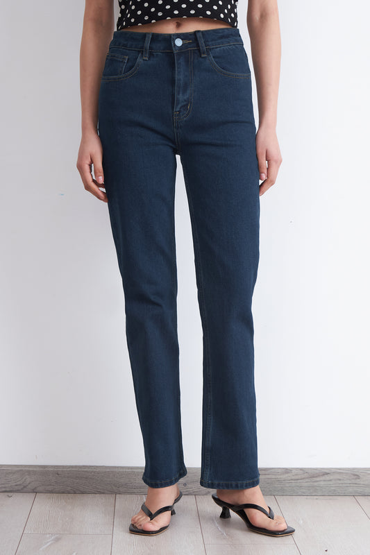 Jeans Básico Recto Azul Marino