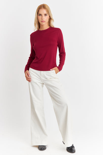 Polera Cuello Redondo Burdeo