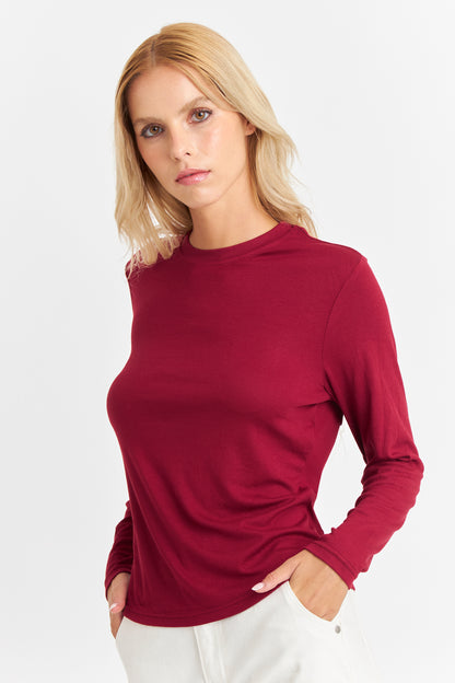 Polera Cuello Redondo Burdeo