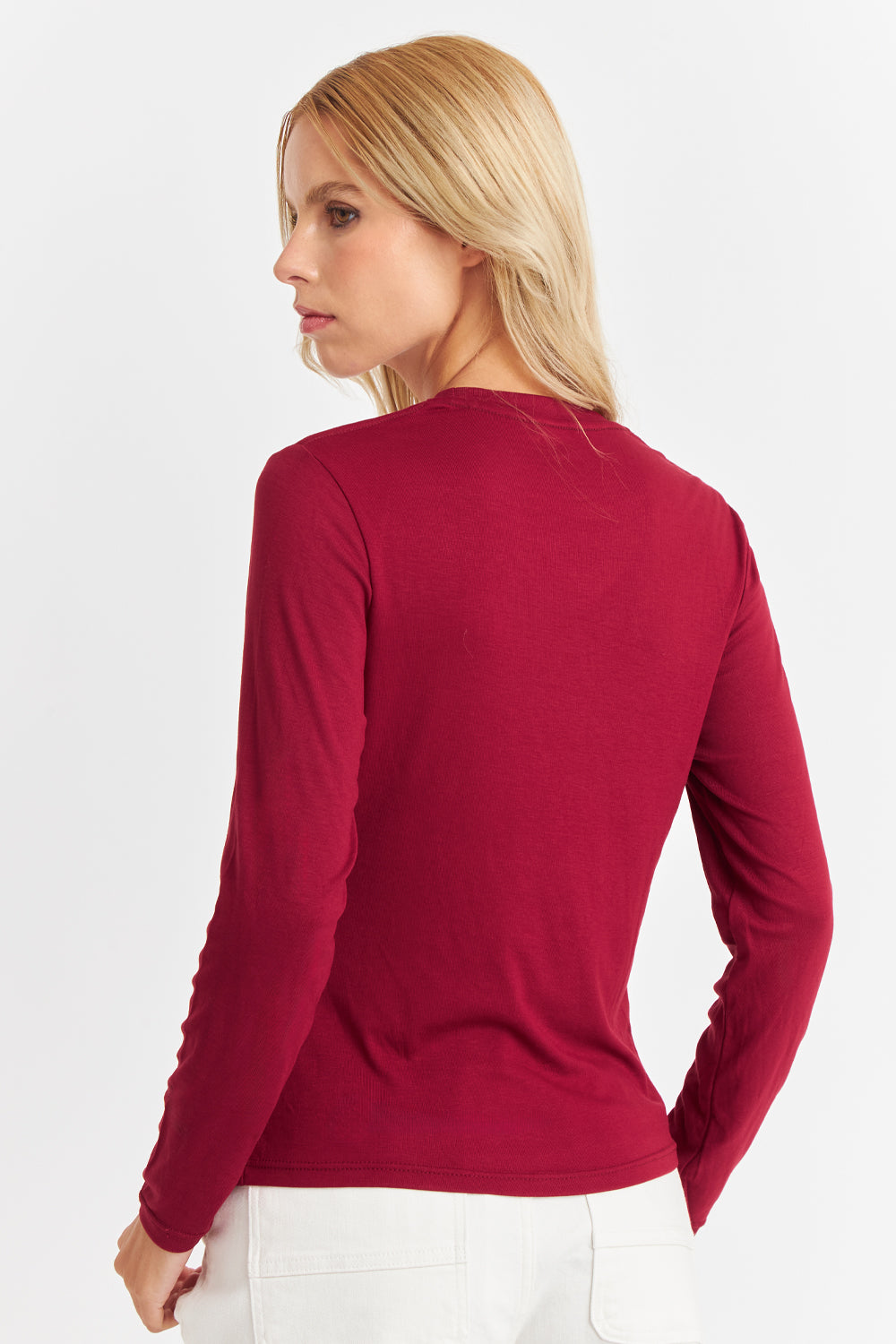 Polera Cuello Redondo Burdeo