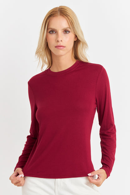 Polera Cuello Redondo Burdeo