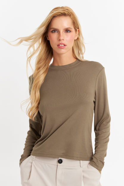 Polera Cuello Redondo Café