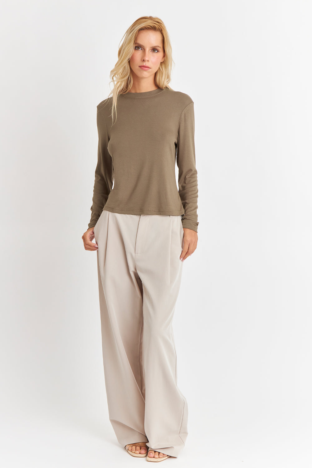 Polera Cuello Redondo Café