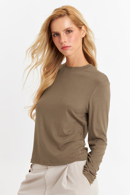 Polera Cuello Redondo Café