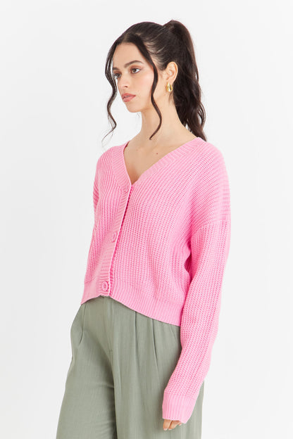 Cárdigan Básico Rosado Nicopoly