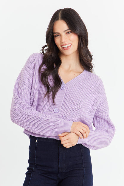 Cárdigan Básico Morado  Nicopoly