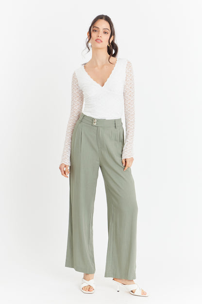 Polera Encaje Manga Larga Blanco