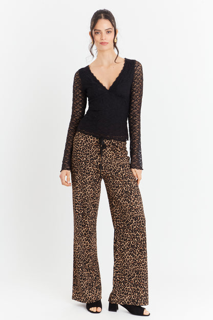 Polera Encaje Manga Larga Negro