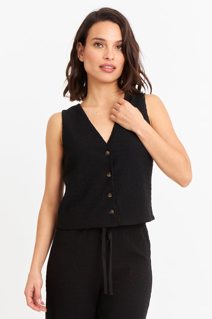 Gilet Tipo Crepé Negro